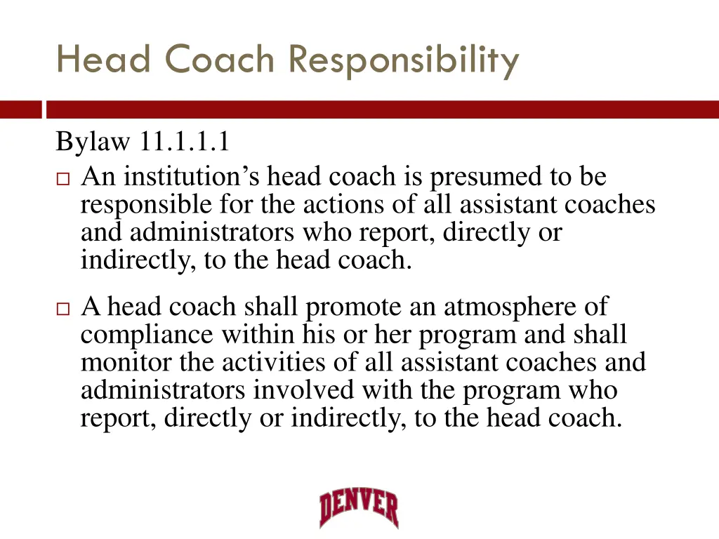 head coach responsibility