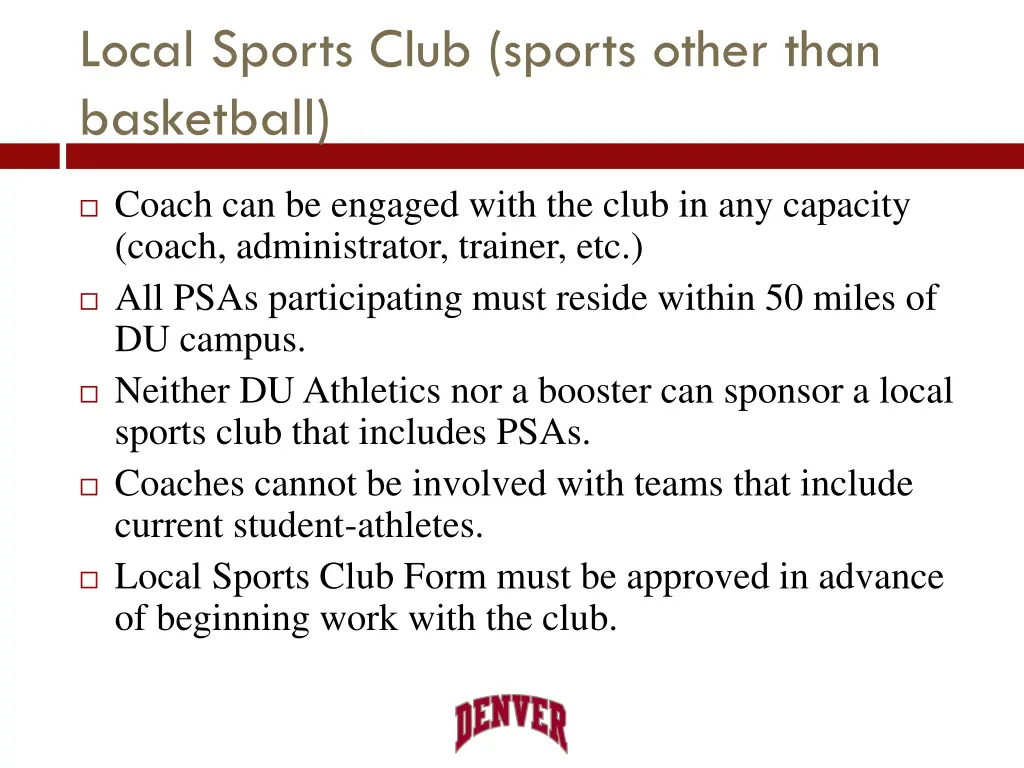 local sports club sports other than basketball