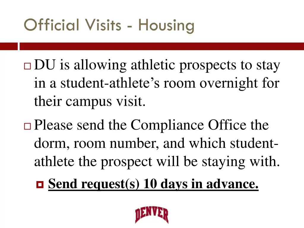 official visits housing