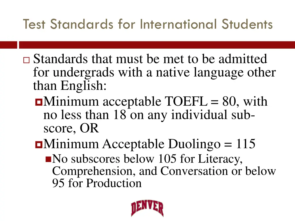 test standards for international students