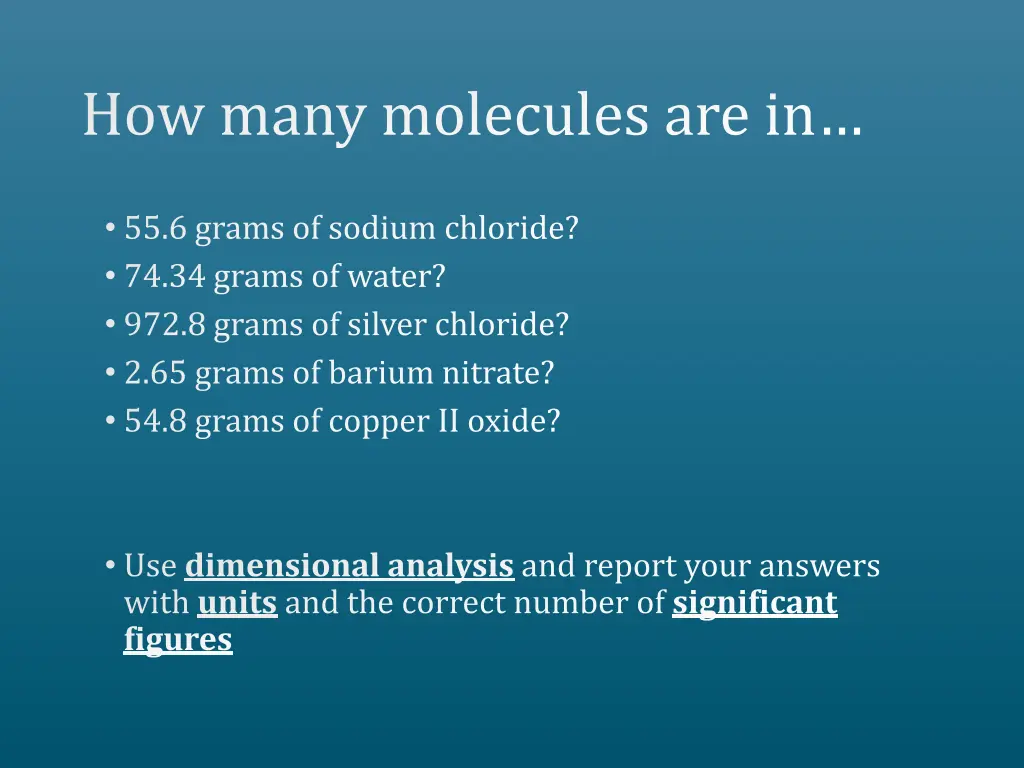 how many molecules are in