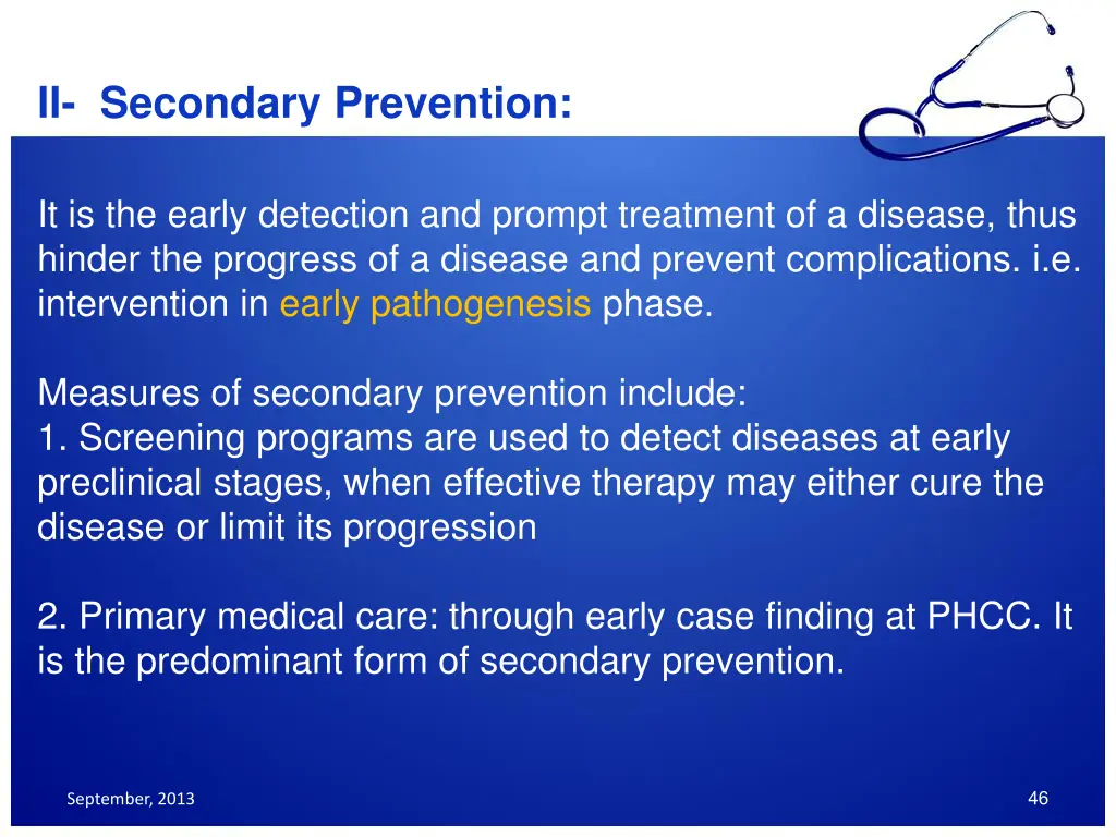 ii secondary prevention