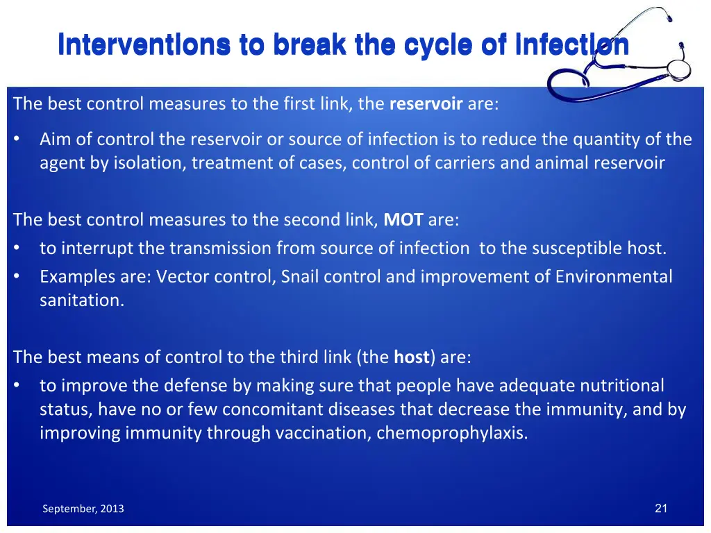 interventions to break the cycle of infection