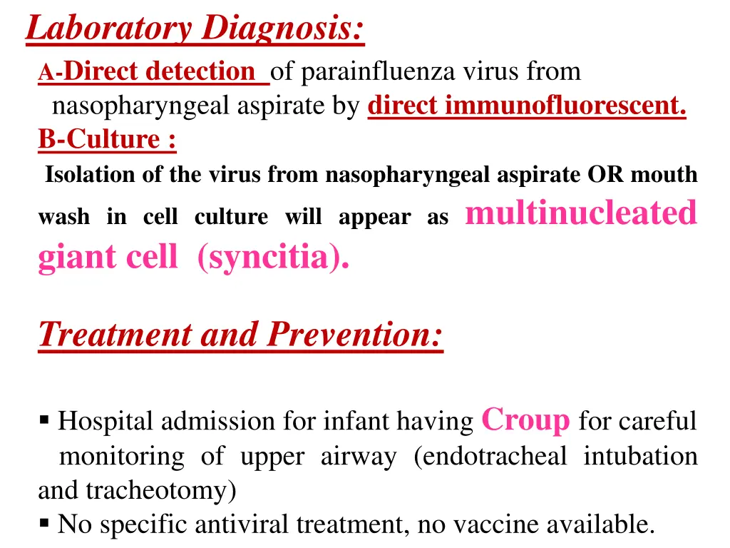 laboratory diagnosis a direct detection