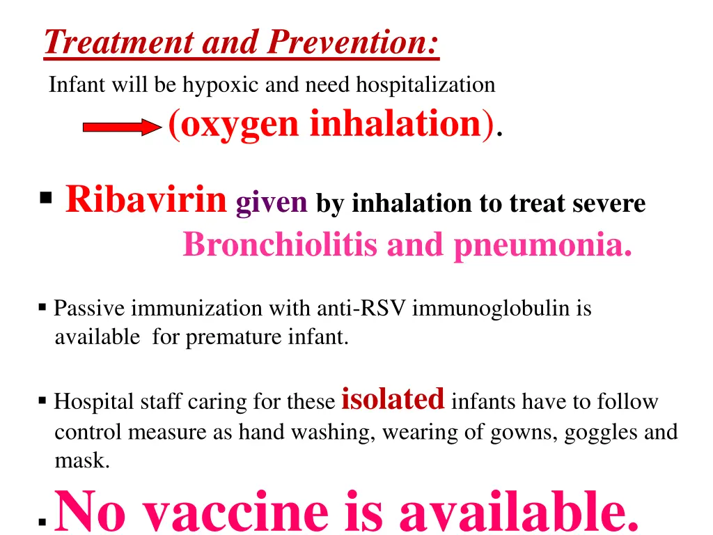 treatment and prevention infant will be hypoxic