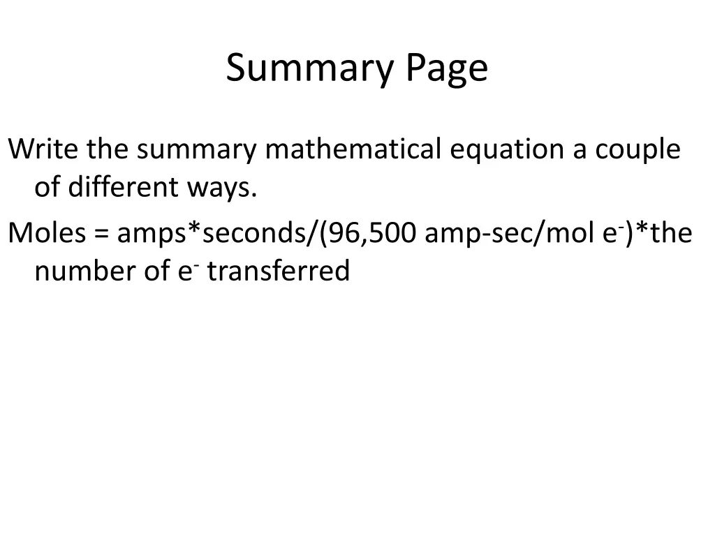 summary page