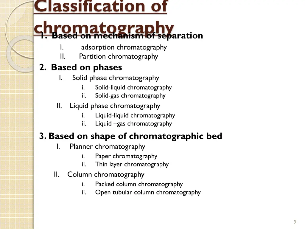 classification of chromatography 1 based