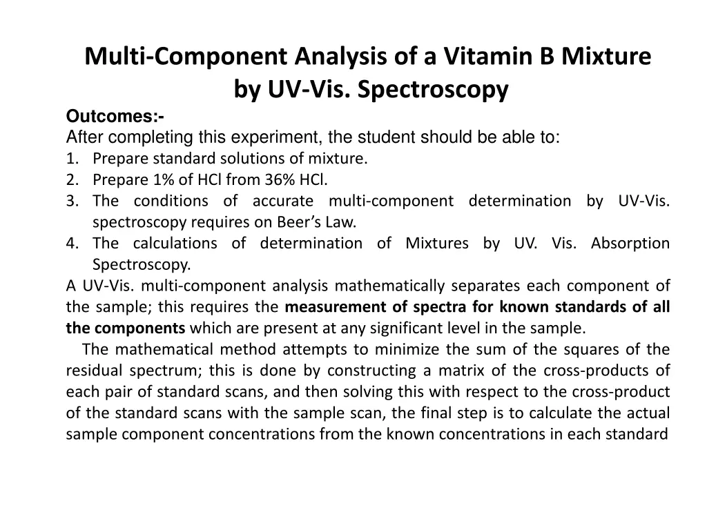 multi component analysis of a vitamin b mixture