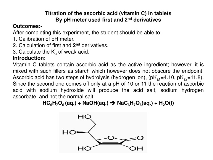 titration of the ascorbic acid vitamin