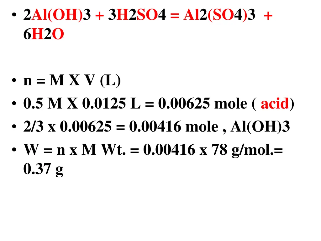 2al oh 3 3h2so4 al2 so4 3 6h2o