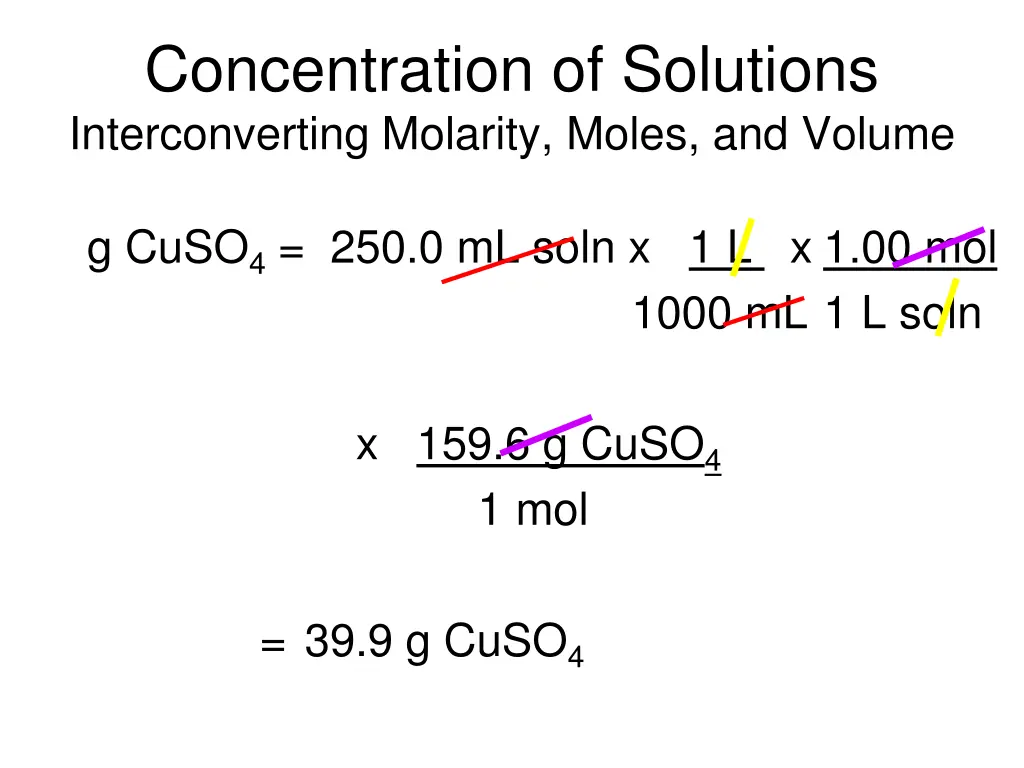 concentration of solutions interconverting