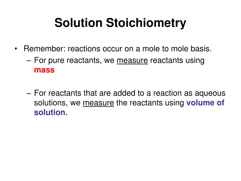 solution stoichiometry