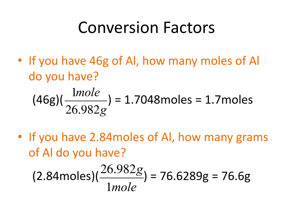 conversion factors 1