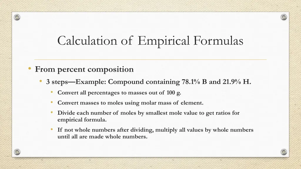 calculation of empirical formulas