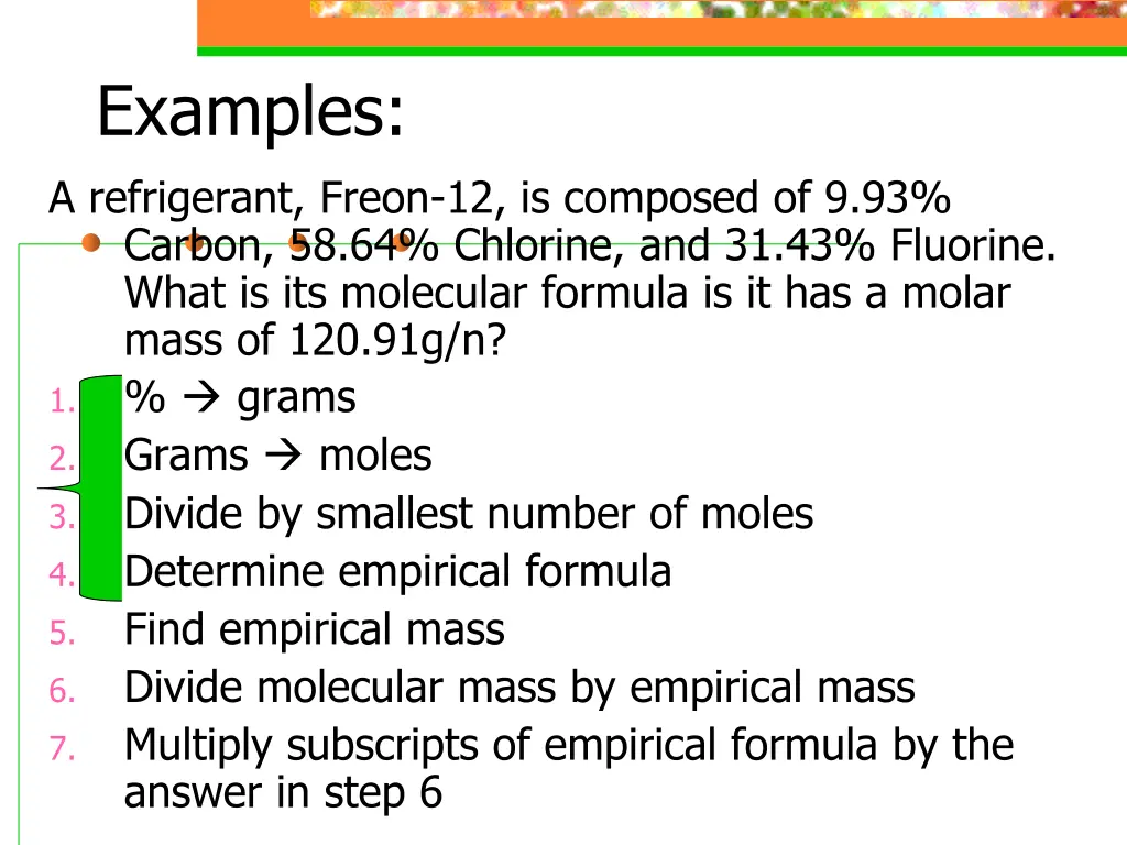 examples a refrigerant freon 12 is composed
