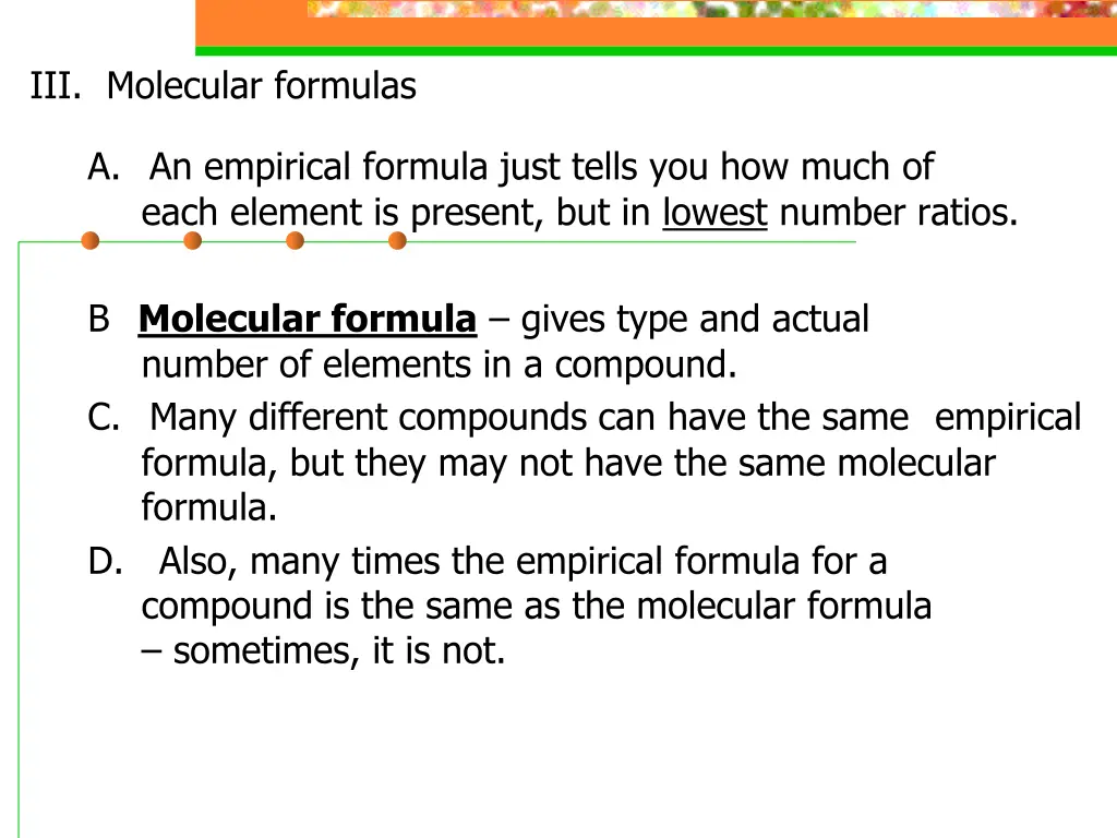 iii molecular formulas