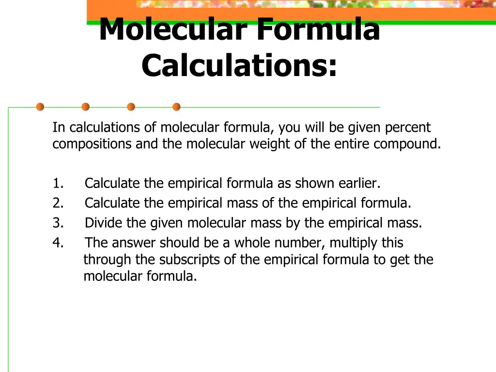 molecular formula calculations