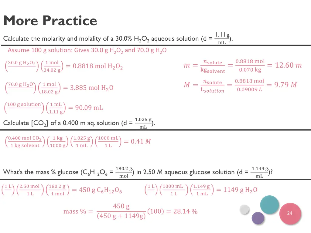 more practice calculate the molarity and molality