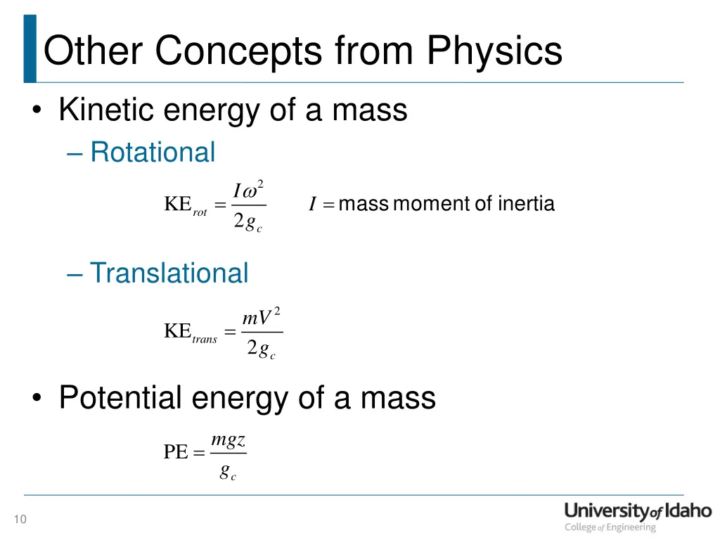 other concepts from physics