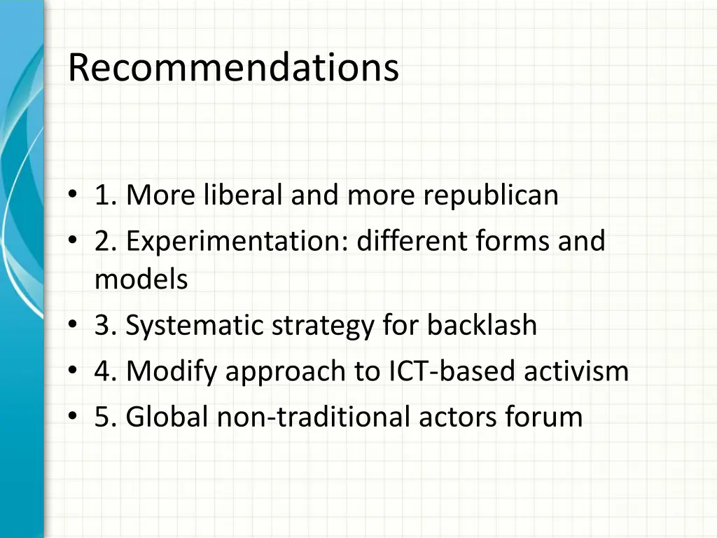 recommendations