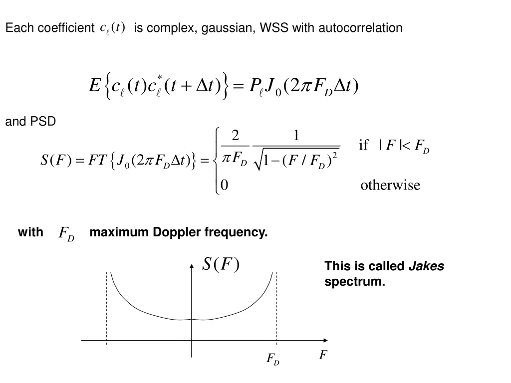 each coefficient is complex gaussian wss with