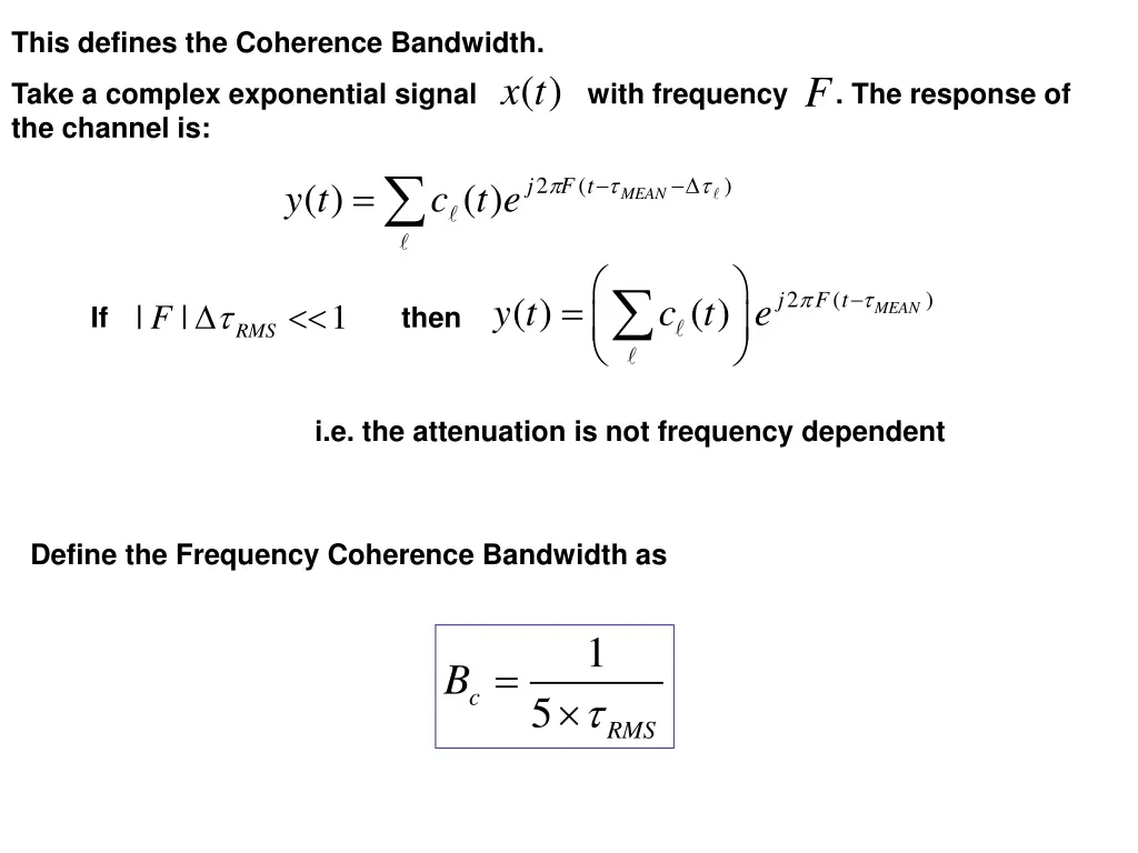 this defines the coherence bandwidth