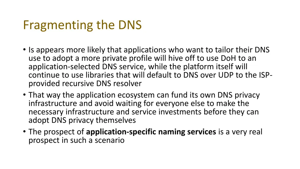 fragmenting the dns