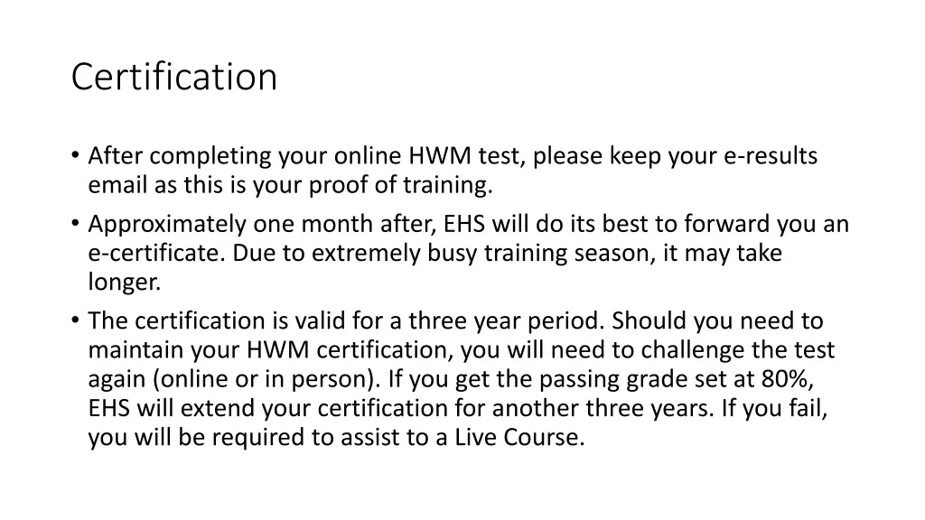 certification