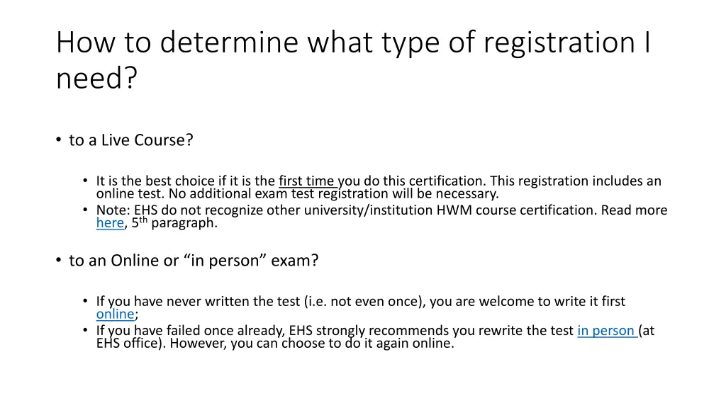 how to determine what type of registration i need