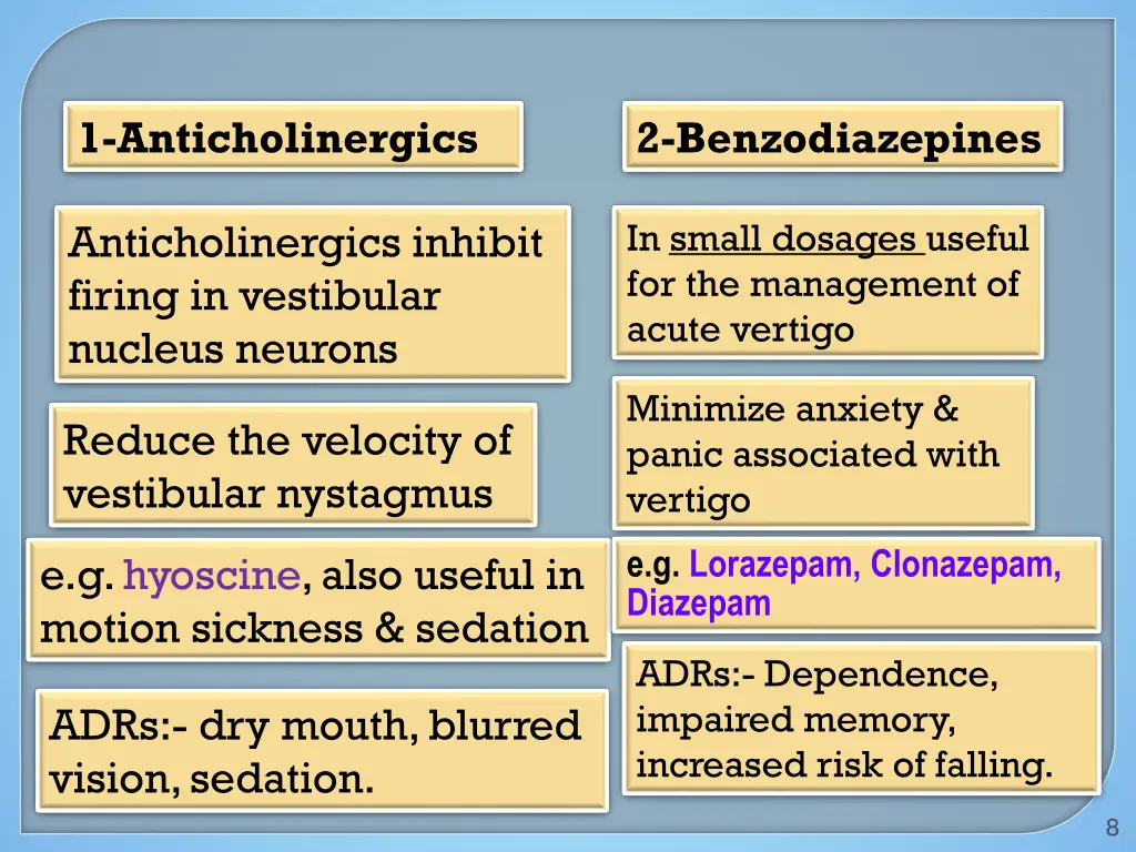 1 anticholinergics