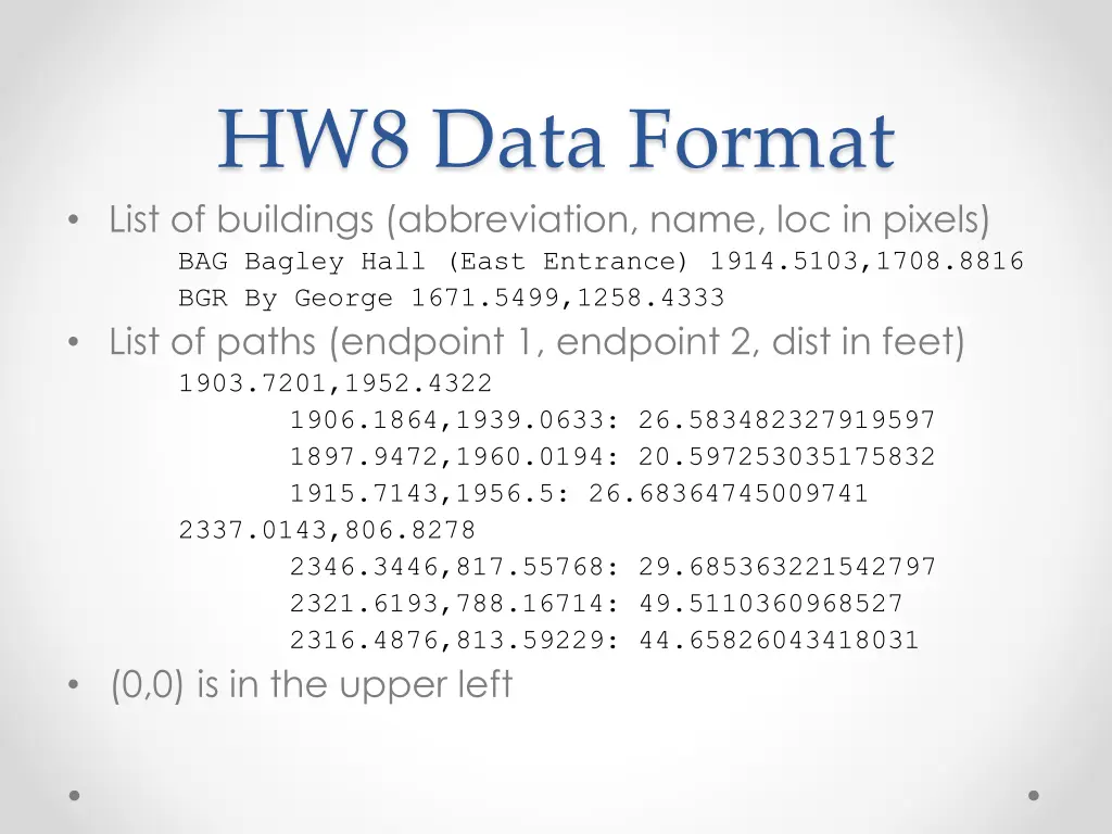 hw8 data format list of buildings abbreviation