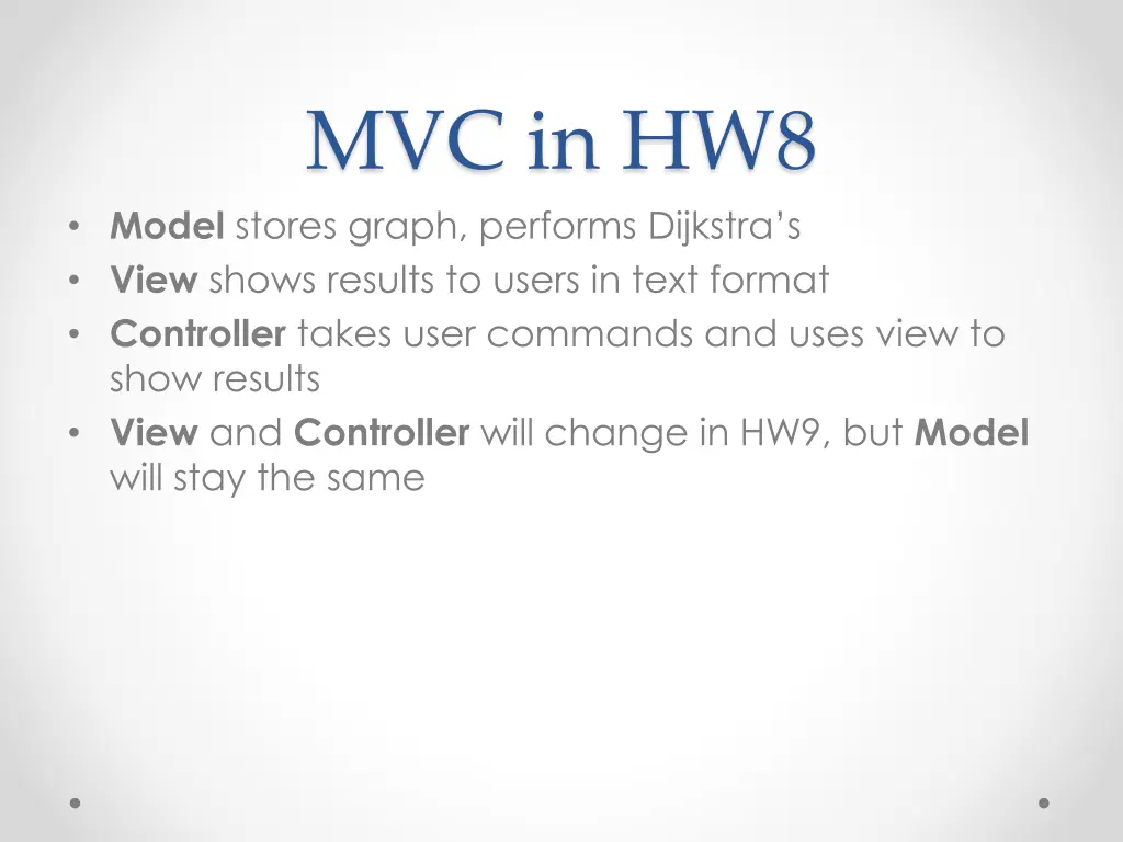 mvc in hw8 model stores graph performs dijkstra