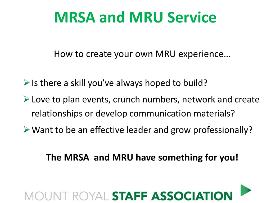 mrsa and mru service