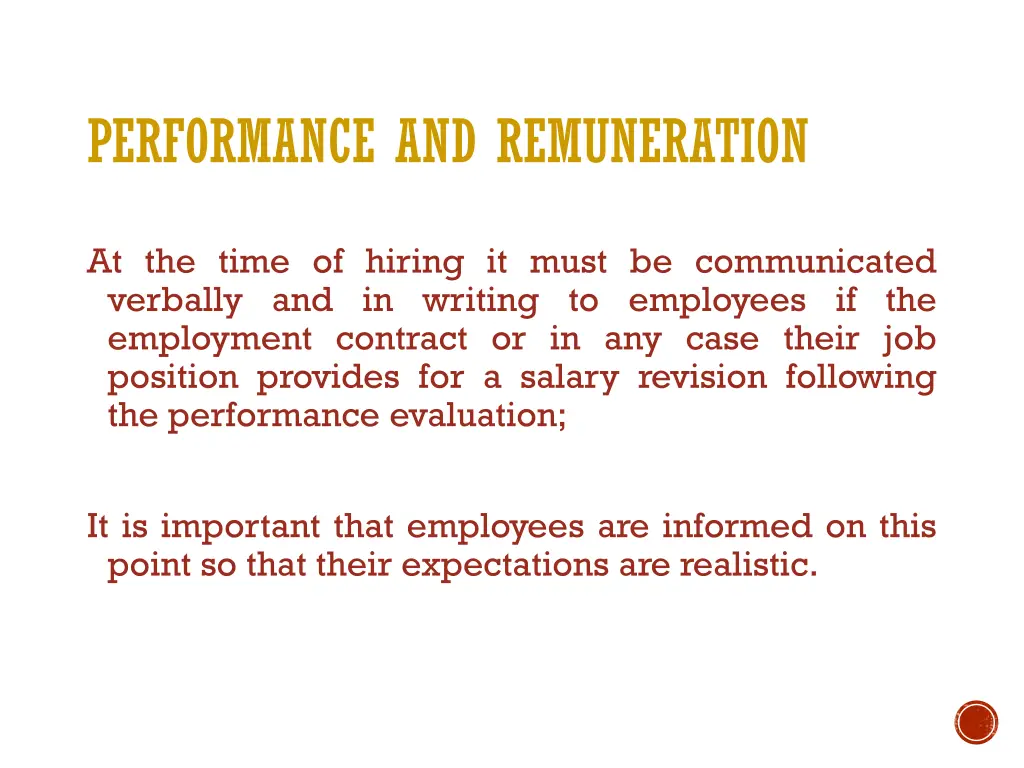 performance and remuneration