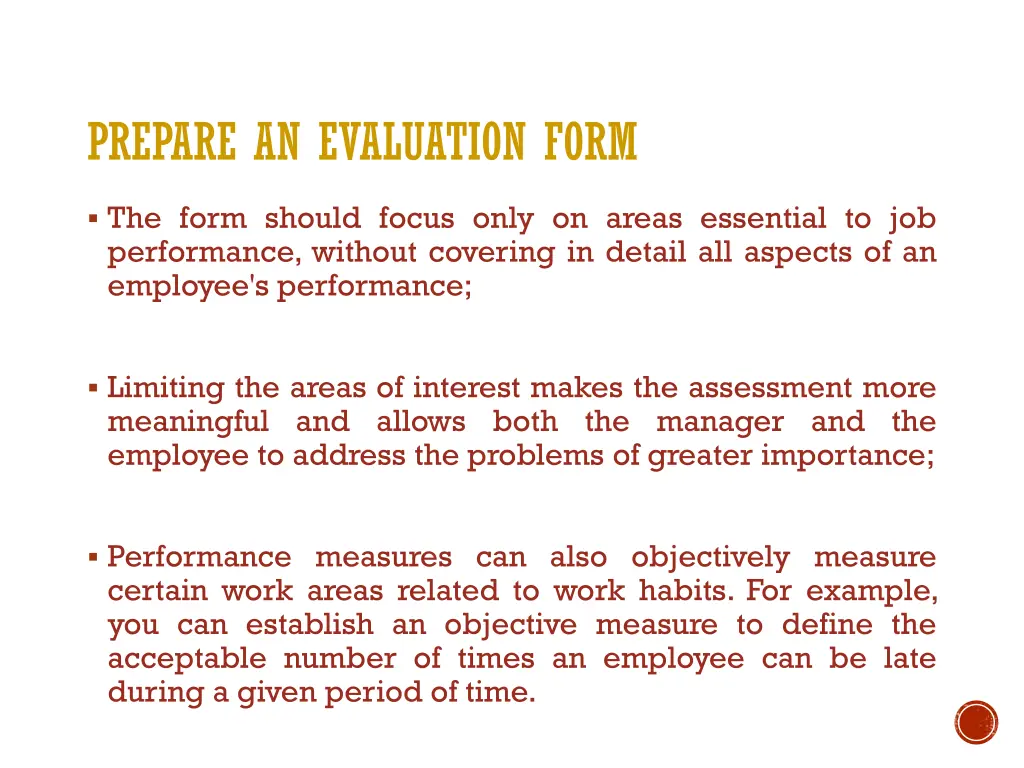 prepare an evaluation form