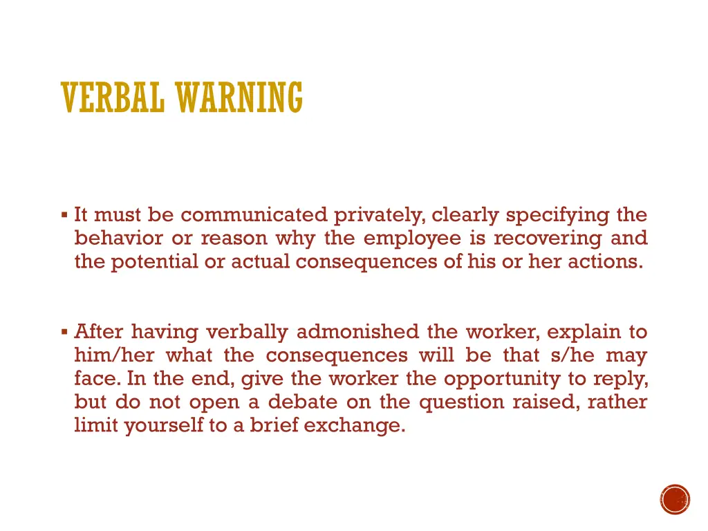 verbal warning