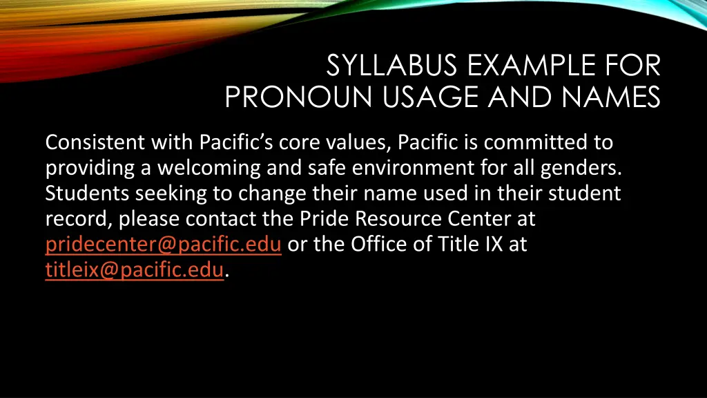 syllabus example for pronoun usage and names