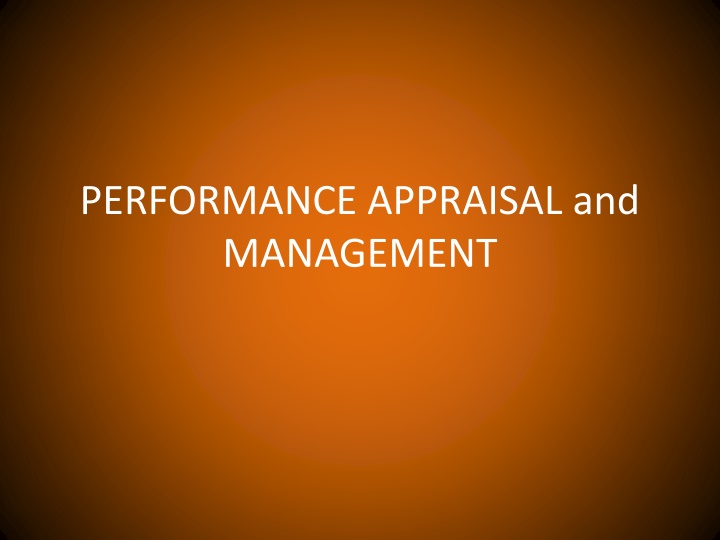 performance appraisal and management