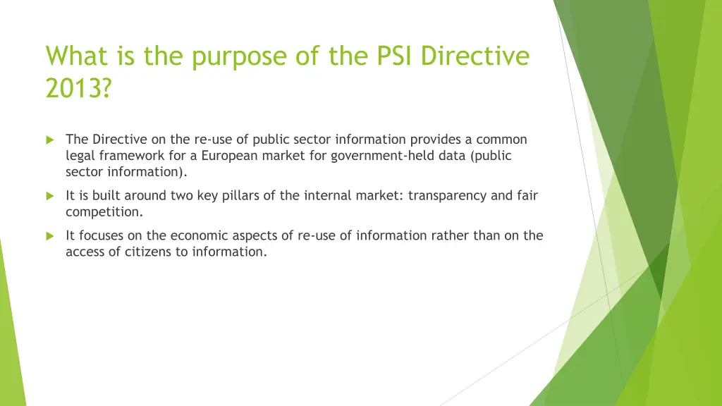 what is the purpose of the psi directive 2013