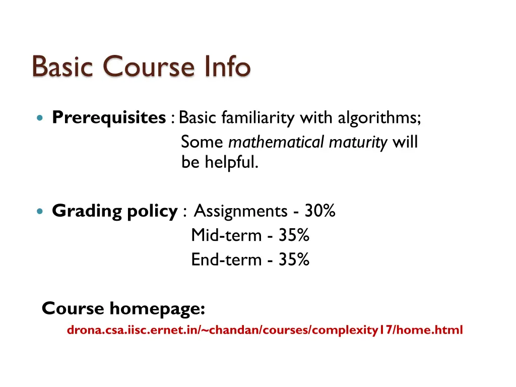 basic course info 1