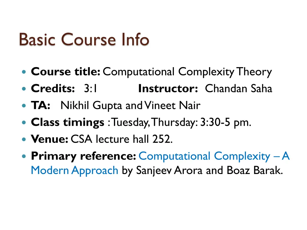 basic course info