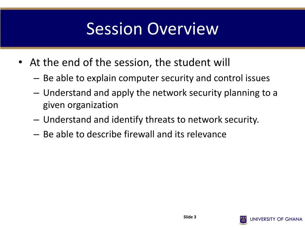 session overview 1