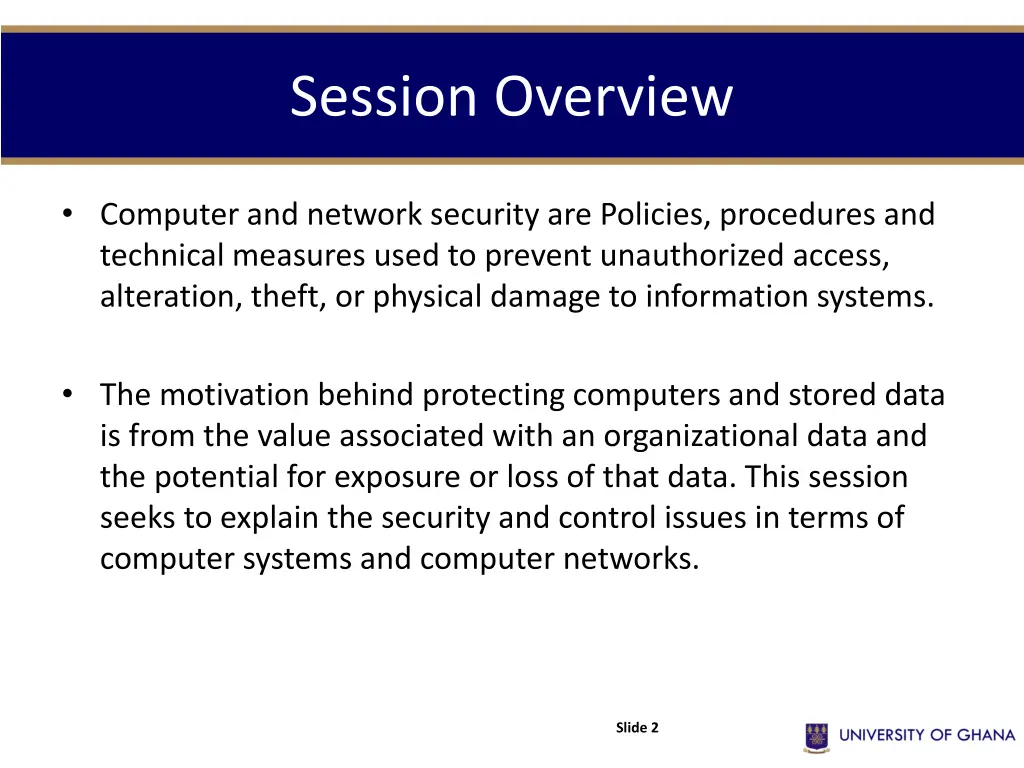 session overview
