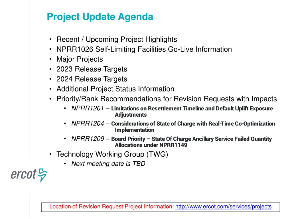 project update agenda