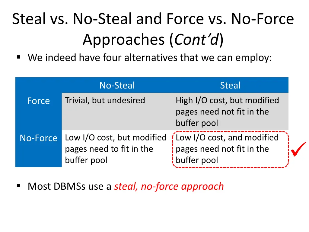 steal vs no steal and force vs no force 1