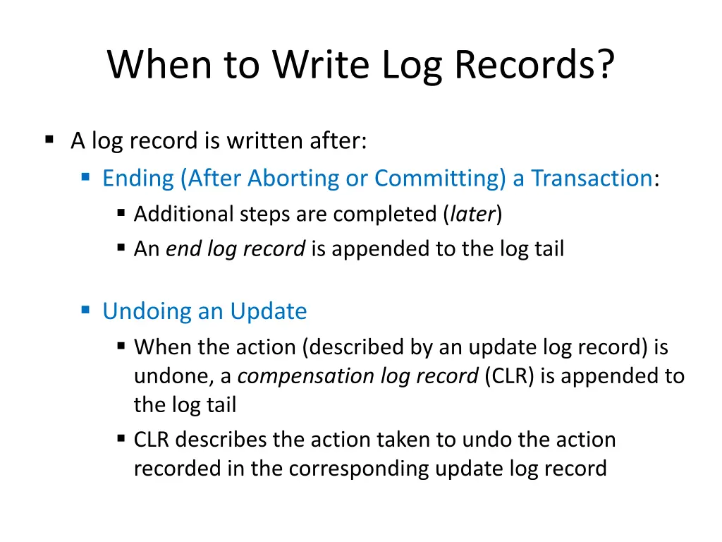 when to write log records 1