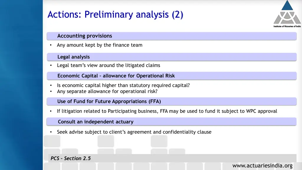 actions preliminary analysis 2