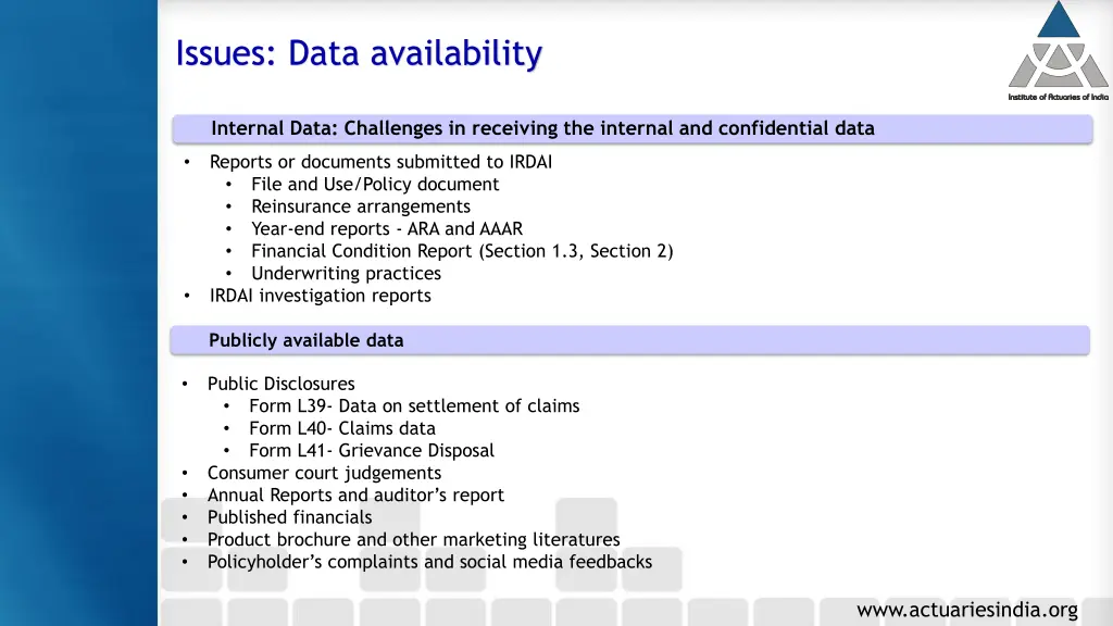 issues data availability