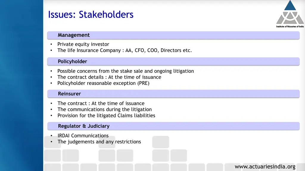issues stakeholders