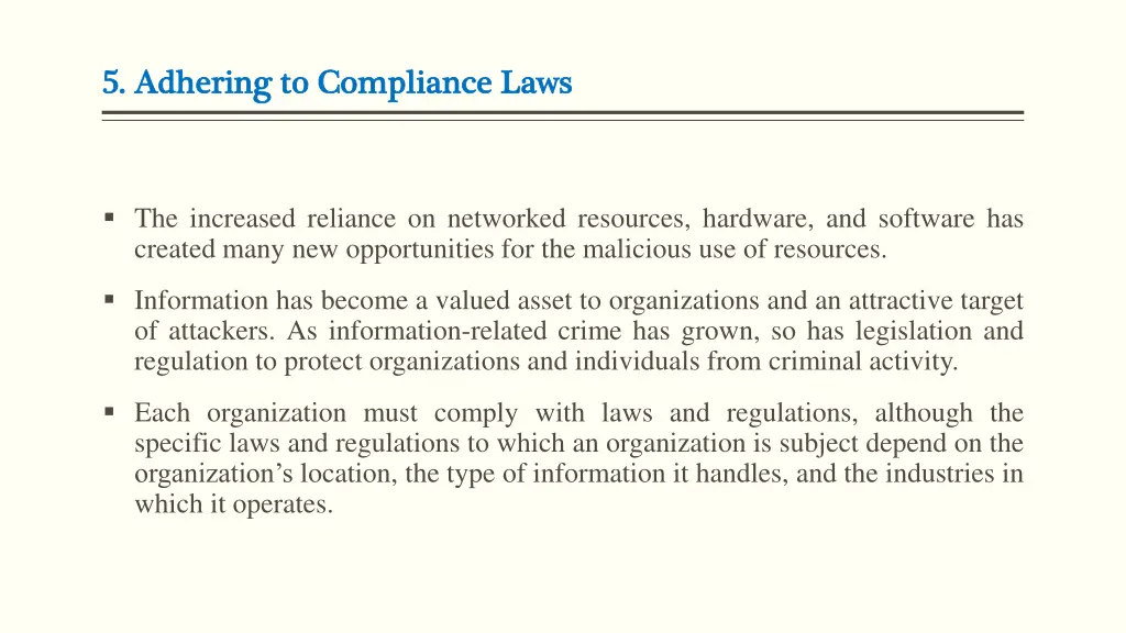 5 adhering 5 adhering to compliance laws